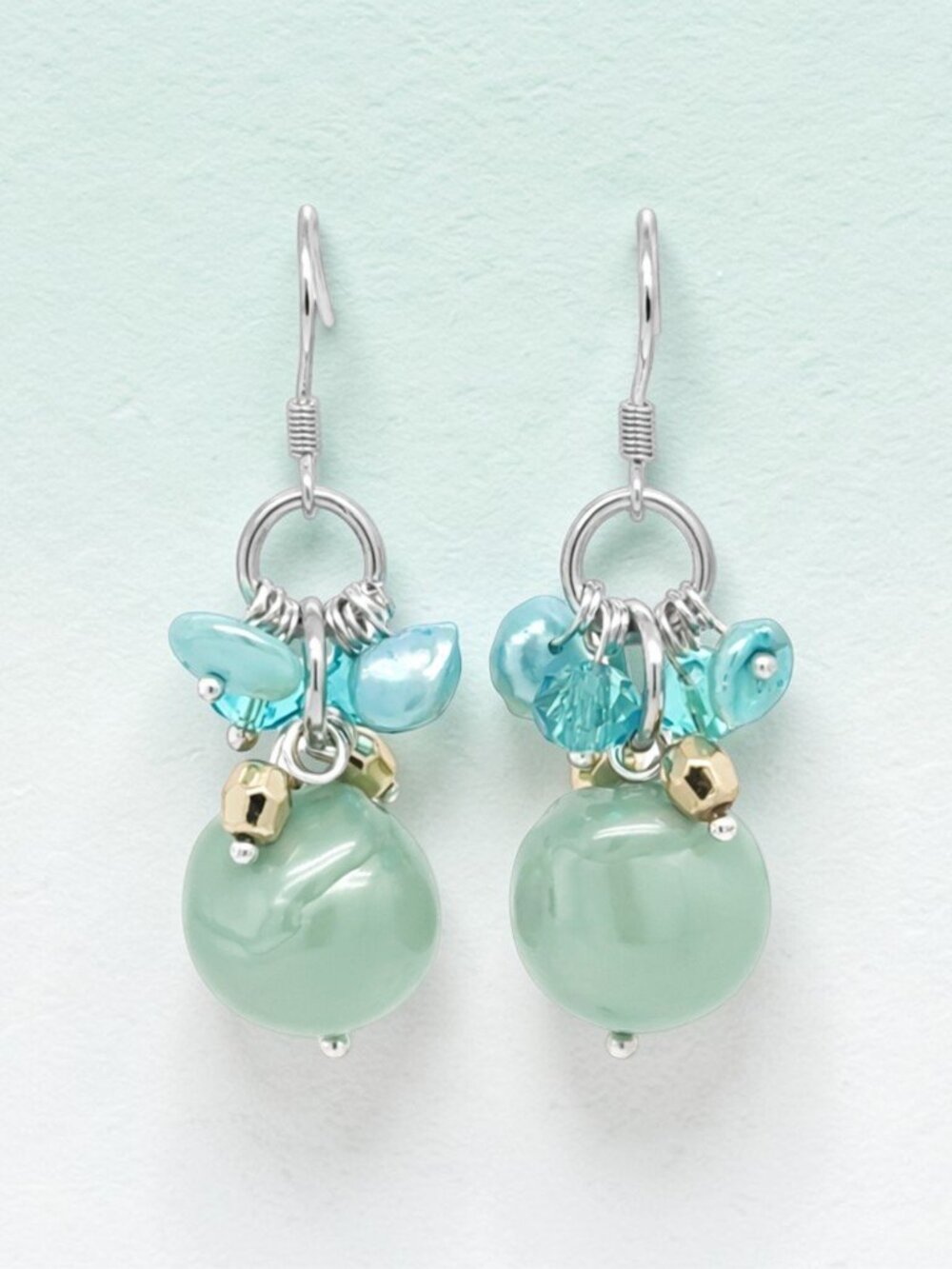 Turquoise Baroque Cultured Pearl Drop Earrings in 925 Sterling Silver
